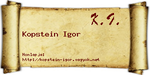 Kopstein Igor névjegykártya